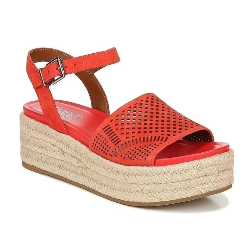 NEW Franco Sarto Tennia Red Espadrille Sandals
